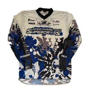 Vintage Motocross Shirt Mens Small Amp'd Mobile World Supercross Jersey Dirt Y2K